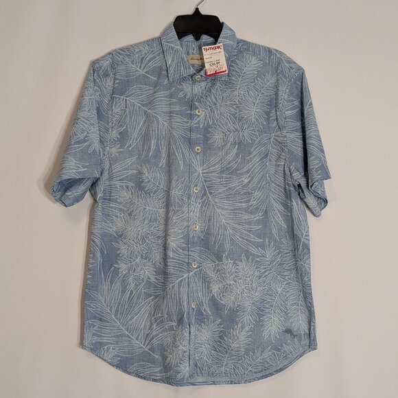 TOMMY BAHAMA Blue/White Tropical Floral Short Sleeve Button Shirt; Size M - Picture 1 of 6